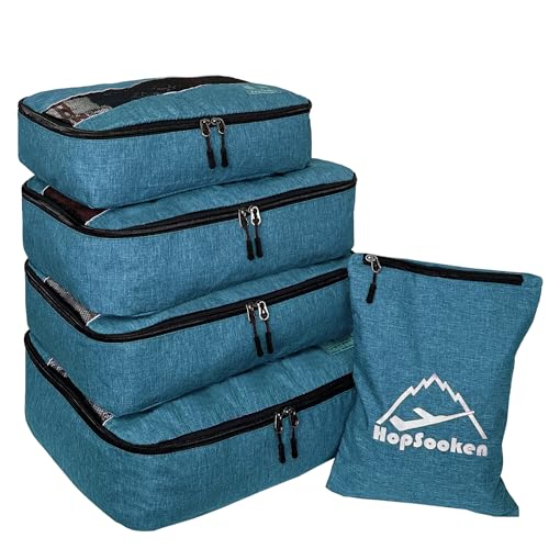 5 Set Packing Cubes for Travel Large Suitcase Luggage Organizer Bags Travel Accessories Vacation 4 Cubes 1 Laundry Pouch Bag (5 Count)