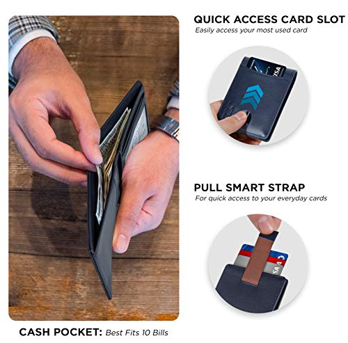 RFID Blocking Slim Bifold Genuine Leather Thin Minimalist Front Pocket Wallets for Men Billfold Wallet Men Gift
