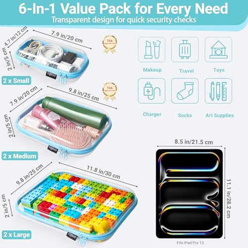 Clear Hard Shell Zipper Cases (6 Count)