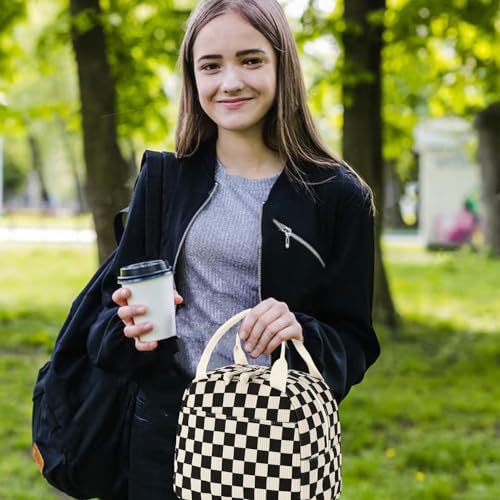 Lunch Bag for Women Men Cute Corduroy Lunch Tote Bags Reusable Insulated Lunch Box Large Capacity Reusable Insulated Cooler for Work Picnic or Travel