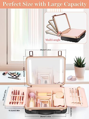 Travel Makeup Train Cases with Lighted Mirror 3 Color Setting