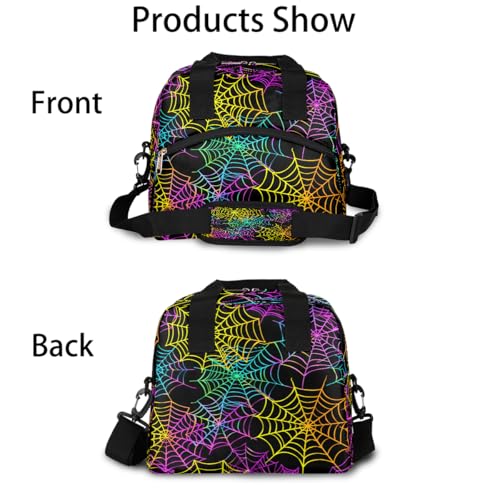 Colorful Spider Web Insulated Lunch Bag for Women Girl Reusable Lunch Tote Box With Shoulder Strap Lightweight Thermal Cooler Meal Prep Bag for Work School Office Picnic (print 21)