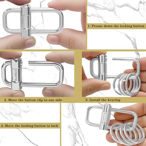 Key Chain Heavy Duty Lock Key Ring Keychain Clip Key Holder Organizer for Home Car Keys Women Men