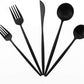 Matte Balck Silverware Set,Gugrida 5-Piece 18/10 Stainless Steel Satin Finish Flatware Set,Kitchen Utensil Set,Tableware Travel Cutlery Set for Camping Office or School Lunch, Dishwasher Safe