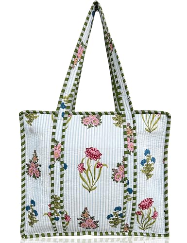 100% Cotton Quilted Tote Bag For Women