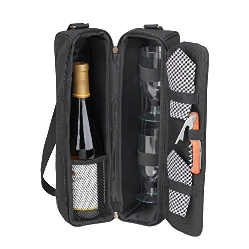 Insulated Wine Tote with 2 Wine Glasses