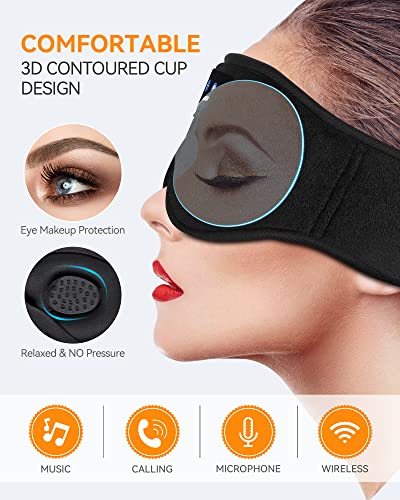 3D Sleep Headphones Bluetooth 5.4 Sleep Mask with HD Speakers