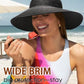 Womens Sun Visor Hats Wide Brim Straw Beach Hat UV Protection Ponytail Packable Beach Vacation Essentials Black