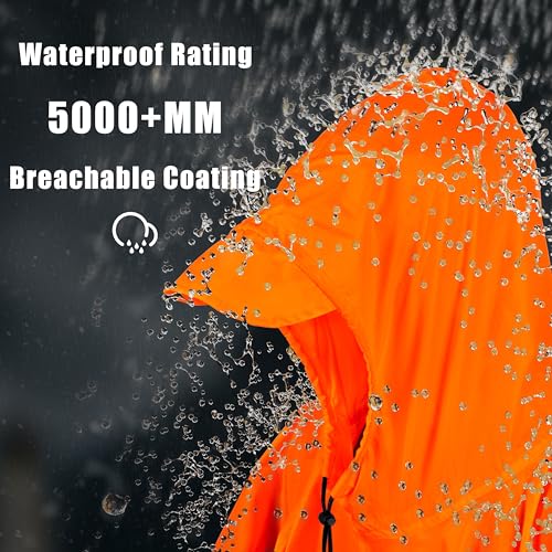 Hooded Rain Poncho Lightweight Waterproof Unisex Raincoat Jacket with Pocket for Men Women Adult