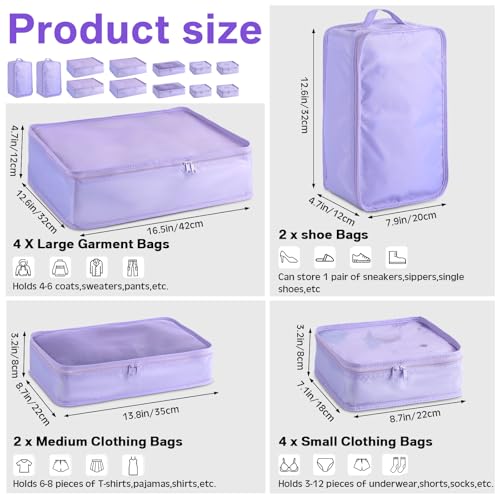 2 Packs 6 Set Travel Packing Cubes Luggage Organizer Set Lightweight Suitcase with Shoe Bag for Clothes Toiletries (2 Count)