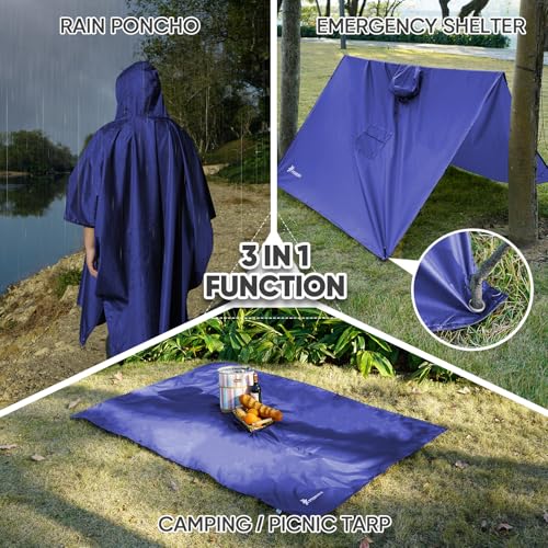 Hooded Rain Poncho for Adult with Pocket