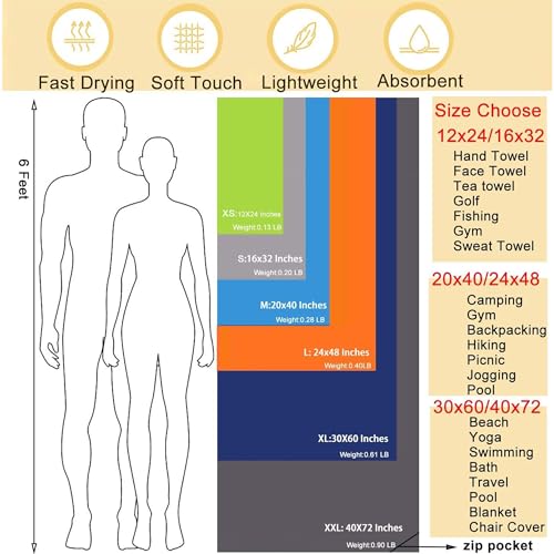 Microfiber Towel Quick Dry Camping & Travel & Gym Towel. Compact