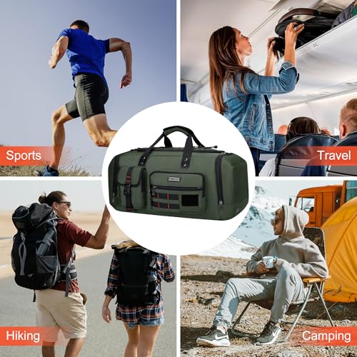 Duffle Bag for Men 3 in 1 Convertible 40L Nylon Gym Travel Backpack