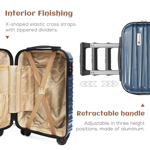 Luggage Set 3 Piece Luggage Set ABS hardshell Spinner Wheels Luggage Carry on Suitcase with Weekender bag & Toiletry bag (3 Count)
