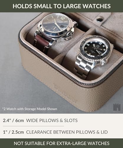 Watch Case 3 Slot Portable Watch Storage Box for Home & Travel with Extra Wide Pillows for Large Watches and Compartment for Accessory Storage
