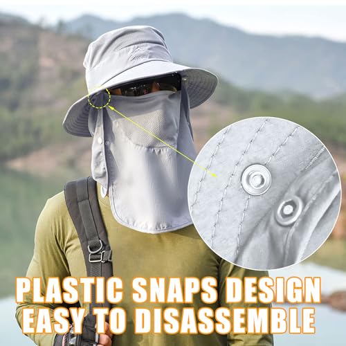 Sun Hats for Men Women Fishing Hat UPF 50+ Breathable Wide Brim Summer UV Protection Hat with Face Cover & Neck Flap