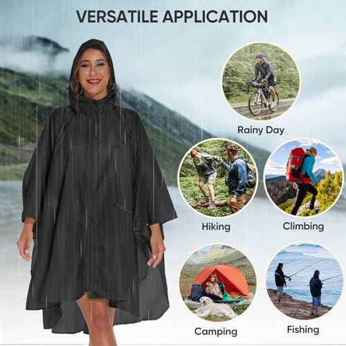 Rain Poncho for Adults with Zipper