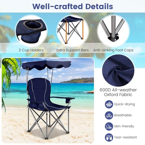 Camping Chair with Canopy Shade