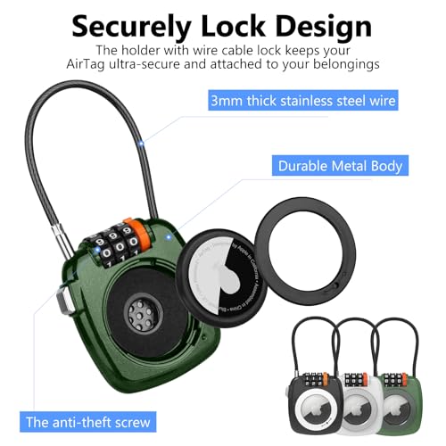 Compatible with Apple AirTag Secure Lock with Wire Cable