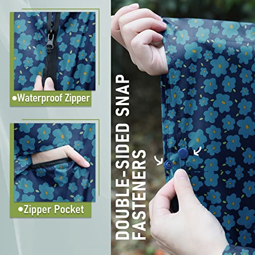 Adult Rain Poncho Waterproof Hooded Zipper Raincoat with Pockets