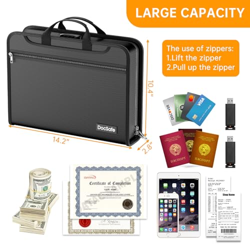 Accordion File Organizer Bag with Lock