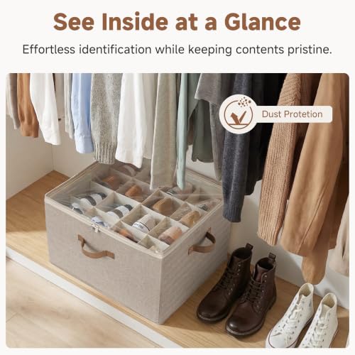 16 Pair Closet Shoe Organizer with Adjustable Dividers