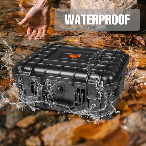 Hard Case 13.6 x 11.4 x 6 Inch Portable Weather Waterproof Protective Camera Case with Customizable Foam