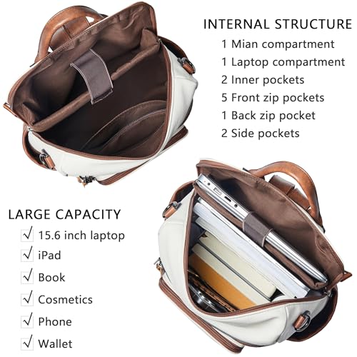 Vegan Leather Laptop Backpack for Women 15.6 inch Work Backpack Fashion Travel Backpack Purse for Travel College Work