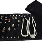 Velvet Travel Jewelry Case Roll Bag Organizer for Necklace Bracelet Earrings Ring (Black) (Black set)