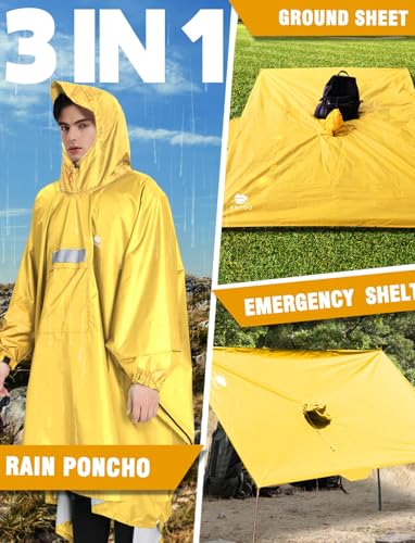 Hooded Rain Poncho for Adult Waterproof Lightweight Raincoat