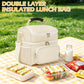 Double Layer Cooler Insulated Lunch Bag Adult Lunch Box Large Tote Bag for Men (Biege)