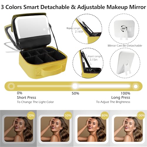 Travel Makeup Bag Cosmetic Bag Makeup Organizer Bag with Lighted Mirror