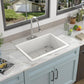 27"x19" White Undermount Kitchen Sink