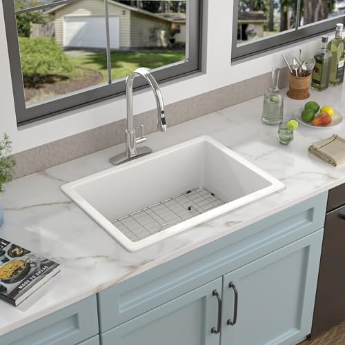27"x19" White Undermount Kitchen Sink