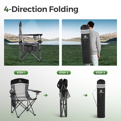 Heavy Duty 400lbs Mesh Back Camping Chairs with Lumbar Support