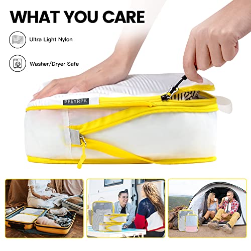 Premium Compression Packing Cubes with See Through Mesh for Suitcases (7 Count)