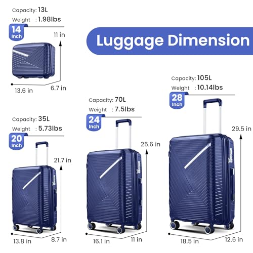 4 Piece Expandable Hardshell Pink Luggage Sets with Spinner Wheels (4 Count)