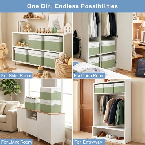 Large 22 Quart Linen Fabric Foldable Storage Bin Cube Organizer Basket with Flip (4 Count)