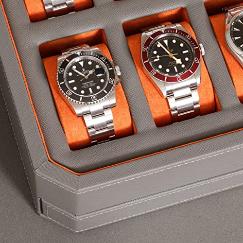12 Slot Leather Watch Box with Valet Drawer
