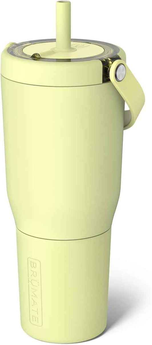 BrüMate Resa 35oz 100% Leakproof Travel Tumbler w/Handle & Straw | Flexible SoftSip Straw | Silicone Sleeve for Durability | Stainless Steel | Cup Holder & Travel Friendly Water Bottle (Prickly Pear)