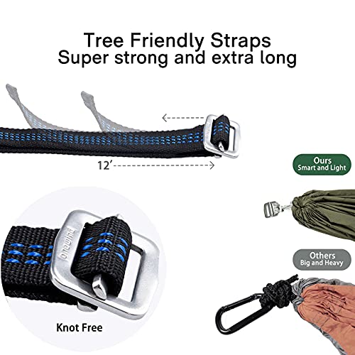 11ft Camping Double Hammock with Mosquito Net and Ridgeline