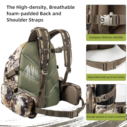 Hunting Backpack for Men Camo Hunting Day Pack for Rifle Bow 35L