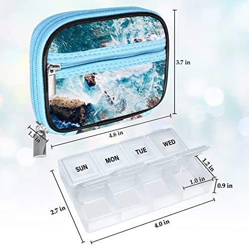 Weekly Travel Pill Organizer Pill Case for Purse with Removable 7 Day Pill Box (2 Count)