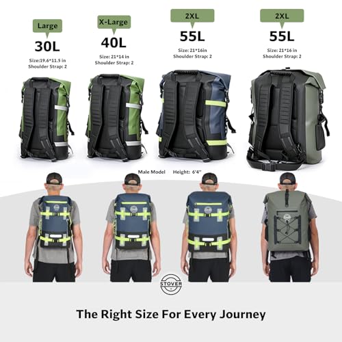 30/40/55L Waterproof Dry Backpack & Phone Case - X-Large Floating Dry Bag for Kayaking, Travel, Hiking, Fishing, Camping, Motorcycles & Beach, Heavy-Duty Roll Top Men/Women (Black/Grey/Blue)