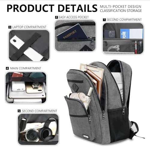 Grey Backpack for Men Women