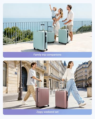 3 Piece Luggage Sets With Spinner Wheels Hardshell TSA Lock