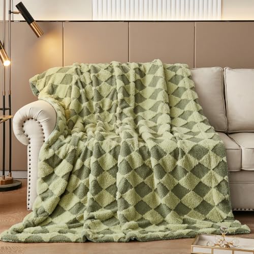Luxury Faux Fur Rabbit Fur Throw Blanket Sage Green 60"*80"