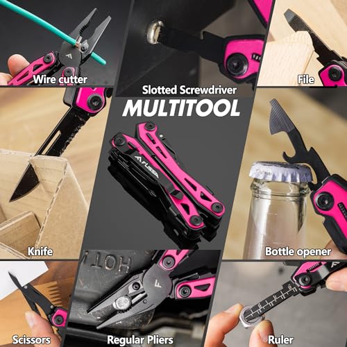 16-In-1 Multi-Tool Pliers, EDC Multitool, Multipurpose Tool, Pink