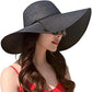 Womens Sun Straw Hat Wide Brim Summer Hat Big Floppy Foldable Beach Sun Hats UPF 50+