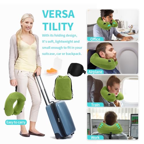 2 Pack Inflatable Travel Neck Pillows for Airplanes
